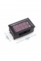 DC 0-100V 10A Dijital Voltmetre Ampermetre DSN-VC288  Mavi Kırmızı - 6