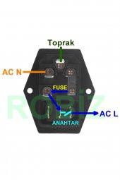 220V Erkek Power Soketi  Sigorta Yuvalı ve Işıklı Açma Kapama Anahtarlı Kulaklıklı MontaJ Tip - 4