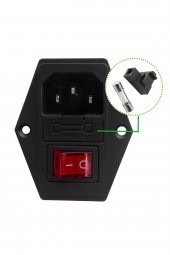 220V Erkek Power Soketi  Sigorta Yuvalı ve Işıklı Açma Kapama Anahtarlı Kulaklıklı MontaJ Tip - 7