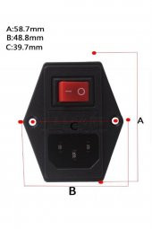 220V Erkek Power Soketi  Sigorta Yuvalı ve Işıklı Açma Kapama Anahtarlı Kulaklıklı MontaJ Tip - 8