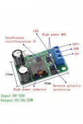 Sabit 5V 5A Çıkışlı Güç Kaynağı Voltaj Düşürücü Modül     HW-468 - 6