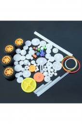 78 Parça Plastik Dişli Seti  Tekerlek Çark Mil Lastik Kremayer RC Oyuncak Robot Araba Motor Aksesuar - 3