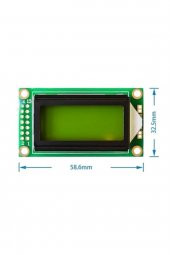 0802A 2x8 Yeşil Karakter LCD Modül  Display Ekran 5V Siyah Yazı 8X2 8 X 2 Lcd Menü Yazı - 7