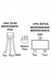 Microchip MCP9700-E/TO Analog Sıcaklık Isı Sensörü  LM35 Muadili -40C +125C 3 Pin To92 Otomotiv Termostat - 7