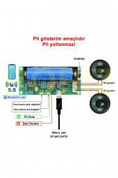 XH-A153 Bluetooth Mp3 Modül 18650 Lityum Pil Soketli  DC 5V  Pam8403 Stereo 3W+3W D Sınıf Amfi Ses - 2
