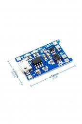 Korumalı Lityum Pil Şarj Devresi Modülü TP4056 1A 18650 Battery Charger + Protection Microusb - 5