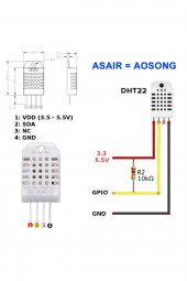 DHT22 Sıcaklık ve Nem Ölçme Sensörü  Marka: Aosong Asair - 2