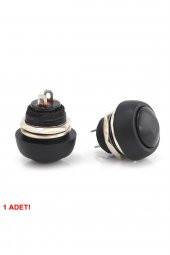 12mm PBS-33B 2 Pin Push Buton Siyah  ON OFF 1A 250V Mini Yuvarlak Su Geçirmez Anahtar Momentary - 5