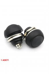 12mm PBS-33B 2 Pin Push Buton Siyah  ON OFF 1A 250V Mini Yuvarlak Su Geçirmez Anahtar Momentary - 7