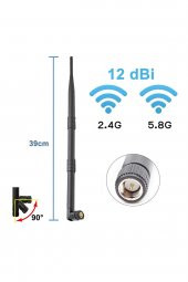 12dBi 39cm Anten Sma Erkek 2.4GHz 5.8GHz Dual Band RF Gsm Wifi Sinyal Kuvvetlendirici 2G 3G 4G LTE - 2