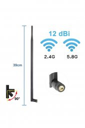 12dBi 39cm Anten Rp Sma Erkek 2.4GHz 5.8GHz Dual Band RF Gsm Wifi Sinyal Kuvvetlendirici 2G 3G 4G thumbnail 2