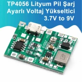 TP4056 18650 Lityum Pil Şarj Micro Usb Ayarlı Voltaj Yükseltici 3-7V to 27V Boost Step Up Lion Akü - 2