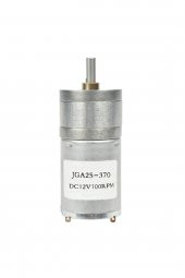 12V 100Rpm JGA25-370 Redüktörlü DC Motor  Metal Dişli Yüksek Tork Kuvvet 25mm Robot Oyuncak - 1