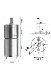 12V 60Rpm JGA25-370 Redüktörlü DC Motor  Metal Dişli Yüksek Tork Kuvvet 25mm Robot - 6
