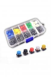 Kutulu 12x12mm 25 Adet Başlıklı Tact Buton Set  4 Pin 5 Renk Dokunmatik Anlık Basmalı Düğme - 7