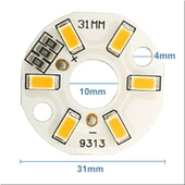 5730 5V 3W 31mm Sarı Led Modül  Aluminyum Pcb 6 Led Lamba Aydınlatma Işık thumbnail 5