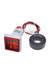 AC 20-500V 100A Kare Dijital Voltmetre Ampermetre 220V Kırmızı Panel Montaj Led Gösterge Ekran Akım - 1