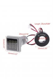 AC 20-500V 100A Kare Dijital Voltmetre Ampermetre 220V Kırmızı Panel Montaj Led Gösterge Ekran Akım - 7