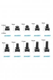 200 Adet 6x6mm Tact Buton Set 10 Farklı Yükseklikte 4 Pin Dokunmatik Anlık Basmalı Düğme Anahtar thumbnail 7