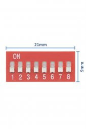 8li Dip Switch  8 Pin Kırmızı Anahtar Açık Kapalı Seçim Adres Ayar On Off Bağlantı - 1