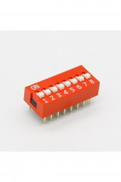 8li Dip Switch  8 Pin Kırmızı Anahtar Açık Kapalı Seçim Adres Ayar On Off Bağlantı - 7