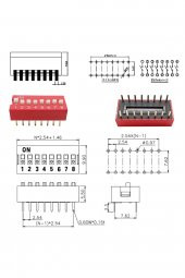 8li Dip Switch  8 Pin Kırmızı Anahtar Açık Kapalı Seçim Adres Ayar On Off Bağlantı - 8