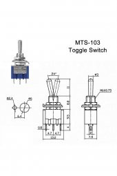 MTS-103 Mini Toggle Anahtar 3A 250V ON / OFF / ON 3 Pin 3 Pozisyon - 8