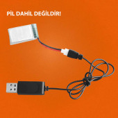 3.7V Lityum Pil Usb Şarj Kablosu XH2.54 Soket Lipo Batarya RC Quadcopter Drone Helikopter - 8