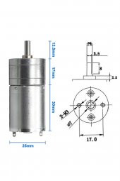 12V 620Rpm JGA25-370 Redüktörlü DC Motor  Metal Dişli Yüksek Tork Kuvvet 25mm Robot Oyuncak - 8