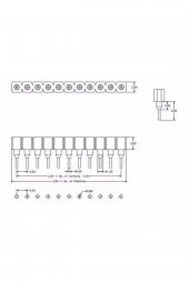 1x40 Pin Precision Dişi Header  Tek Sıra 2.54mm 180 Derece Yuvarlak Kırılabilir Bölünebilir - 8