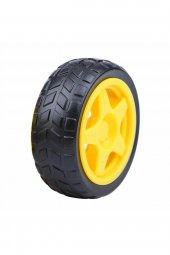 TT Tekerlek  2.5x6,8cm Plastik Sarı Oyuncak Araba Rubber Lastik Robot Akılı Araç - 1
