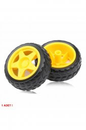 TT Tekerlek  2.5x6,8cm Plastik Sarı Oyuncak Araba Rubber Lastik Robot Akılı Araç - 3