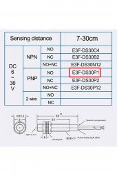E3F-DS30P1 IR Kızılötesi Mesafe Sensör  PNP NO İnfrared Optik 30cm Engel Cisim Algılayıcı - 8