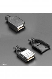 Kutulu Usb Type A Dişi Soket  USB 2.0 4 Pin Plastik Kapak DIY Tip Elektronik - 2