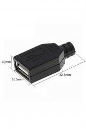 Kutulu Usb Type A Dişi Soket  USB 2.0 4 Pin Plastik Kapak DIY Tip Elektronik - 8