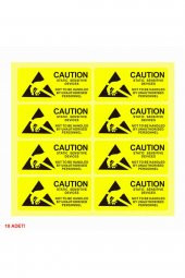 10 Adet Antistatik Uyarı Etiketi  Elektrostatik Elektrik Esd İkaz Caution Dikkat Yapışkan Stiker - 1