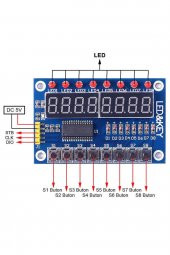 TM1638 Modül 8 Hane 7 Segment Ekran 8x Kırmızı Led 8x Kullanıcı Butonu Dijital Display Gösterge - 4