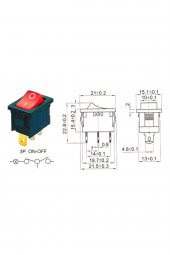 3 Pin Anahtar Ledli Kcd1 Rocker Switch Mini Buton ON / OFF 10A - 8