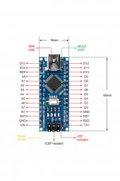 Arduino Nano 3.0 Atmega328 CH340  Mini Usb Kod Yazılım Geliştirme Eğitim Kartı Programlama Diy - 8