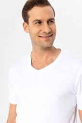 O Yaka Slim Kalıp Düz Tişört - 2