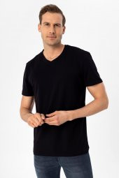 O Yaka Slim Kalıp Düz Tişört - 8