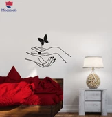 Dekorasyon Duvar Sticker Kızlar Eller Manikür Güzellik Salonu Kelebek Çıkartmalar - 1