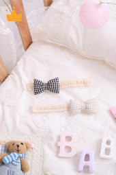 Babyhola Kız Bebek 2li Saç Bandı Bandana Set Siyah-Krem 1706 - 4