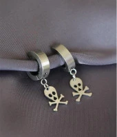 Küpe Kulak Kuru Kafa Çelik Gri Kadın Erkek İthal 316 L Paslanmaz Kararmaz - 1