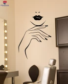 Dekorasyon Duvar Sticker Kız Dudaklar Güzellik Salonu Manikür Tırnak Servis Çıkartmaları - 1