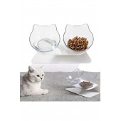 Tineke Standlı   Kedi Kafalı  Mama Kabı  Şeffaf 2 li - 1