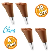 Clara Mobilya Kanepe Tv Ünitesi Konsol Koltuk Ayağı Ahşap Desenli Ceviz Krom 18 Cm (4 ADET) - 1