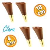 Clara Mobilya Kanepe Tv Ünitesi Konsol Koltuk Ayağı Ahşap Desenli Ceviz Altın 18 Cm (4 ADET) - 1