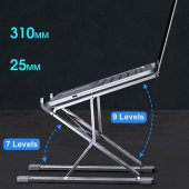 Coofbe Alüminyum Çift Katmanlı Yükseklik Ayarlı Taşınabilir Laptop Standı Tablet Notebook Standı Kaymaz Pad - 3