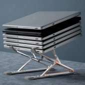 Coofbe Alüminyum Çift Katmanlı Yükseklik Ayarlı Taşınabilir Laptop Standı Tablet Notebook Standı Kaymaz Pad - 4